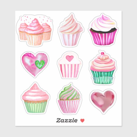 Aufkleber für Cupcake-Lieben - Sammlung 1 (Blatt)