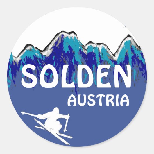 Aufkleber für das blaue Skilogo von Solden Austria (Vorderseite)