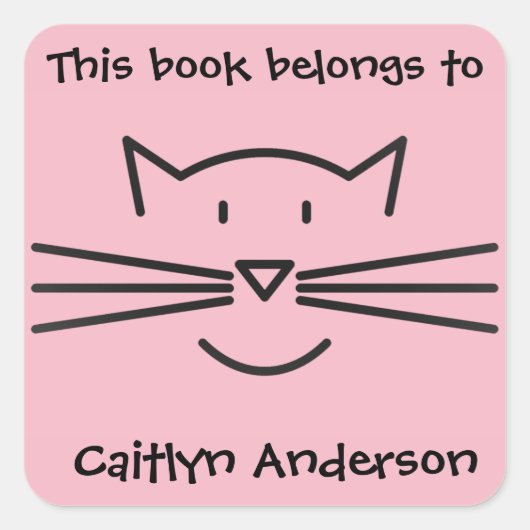 Aufkleber für das Buchzeichen "Black Cat Face" (Vorderseite)