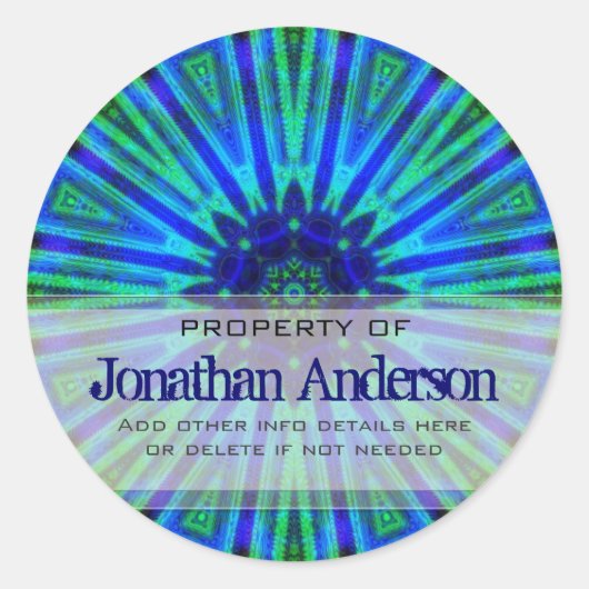 Aufkleber für das Buchzeichen geometrische blaugrü (Vorderseite)