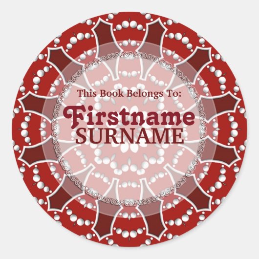 Aufkleber für das Buchzeichen "Red&White Blume Bur (Vorderseite)