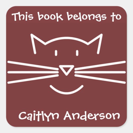 Aufkleber für das Buchzeichen "White Cat Face" (Vorderseite)