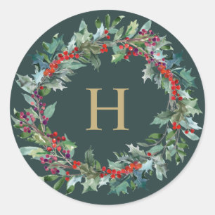 Aufkleber für das Classic Holiday Wreath Monogram