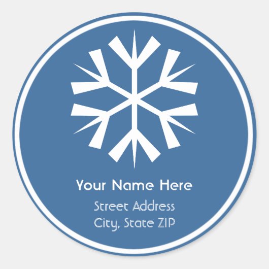 Aufkleber für das Etikett "Blue and White Snowflak (Vorderseite)