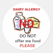Aufkleber für das Etikett "Dairy Food Allergy Labe (Vorderseite)
