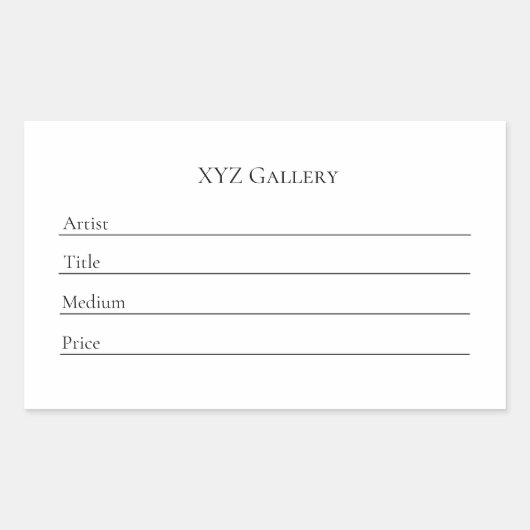 Aufkleber für das Etikett der Galerie (Vorderseite)