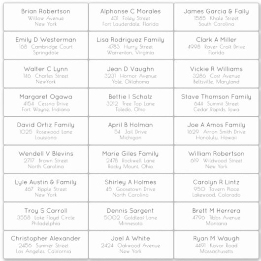 Aufkleber für das Etikett für die Visitenkarte ein (Vorderseite)