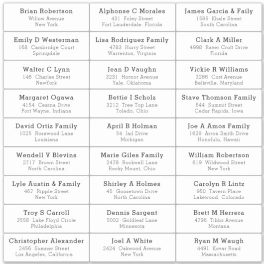 Aufkleber für das Etikett für die Visitenkarte ein (Vorderseite)