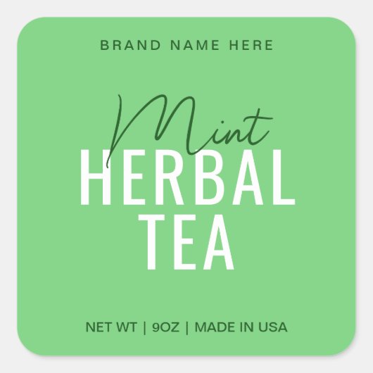Aufkleber für das Etikett von Minze Tee (Vorderseite)