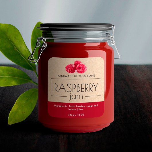 Aufkleber für das Etikett von Raspberry-Marmelade