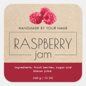 Aufkleber für das Etikett von Raspberry-Marmelade (Vorderseite)