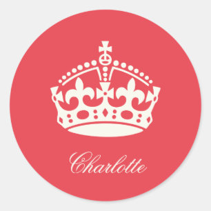 Aufkleber für das Gastgeschenk "Calm Red Crown" be