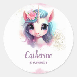 Aufkleber für das Gastgeschenk Unicorn