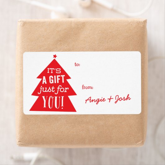 Aufkleber für das Geschenk des Roten Weihnachtsbau (Insitu)