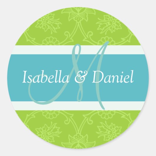 Aufkleber für das grüne und blaue Monogramm-Siegel (Vorderseite)