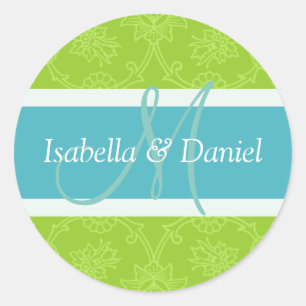 Aufkleber für das grüne und blaue Monogramm-Siegel