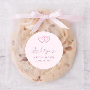 Aufkleber für das handgezeichnete rosa Herz-Brautp