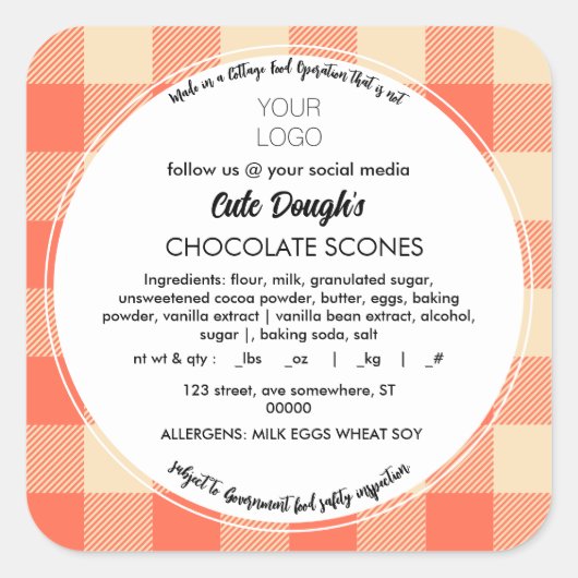 Aufkleber für das Hütte-Lebensmitteletikett (Vorderseite)