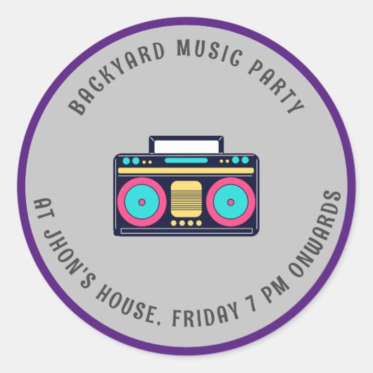 Aufkleber für das Party im Hinterhof (Vorderseite)
