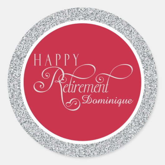 Aufkleber für das Red Modern Retirement Party (Vorderseite)