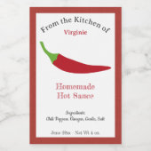 Aufkleber für das Rustic Hot Sauce - Chili Pepper (Einzelnes Label)