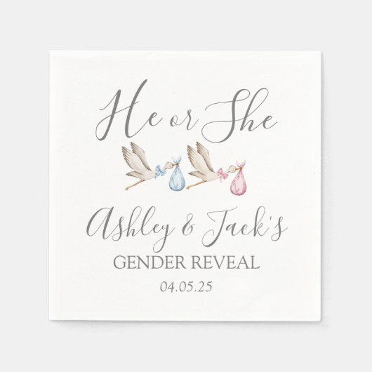 Aufkleber für das Storchgeschlecht, Stork-Gefallen Serviette (Vorderseite)