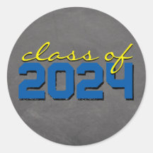 Aufkleber für den Abschluss in mittelblau-gelben K