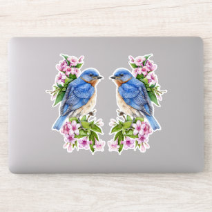 Aufkleber für den botanischen Blue-Bird-Laptop