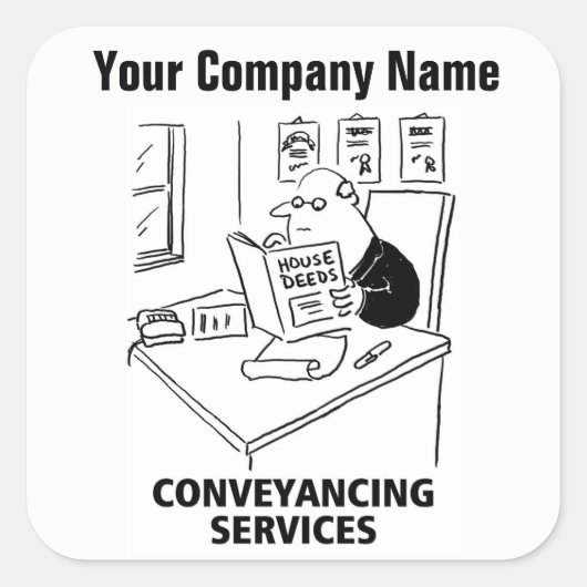Aufkleber für den Cartoon Conveyancing Services (Vorderseite)