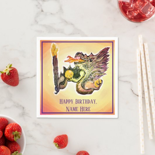 Aufkleber für den Flammendrachenenergiesatz Serviette (Beispiel)