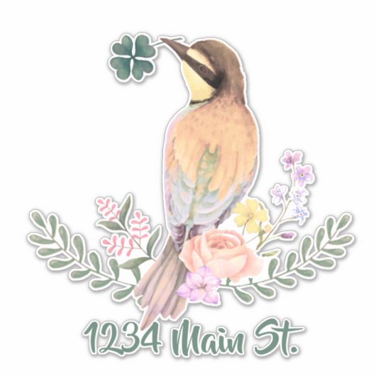 Aufkleber für den Floral-Vogel-Postfach (Vorderseite)