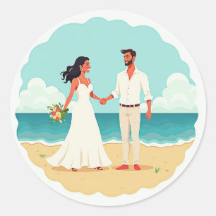 Aufkleber für den Hochzeitstag am Strand