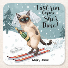 Aufkleber für den Junggeselinnen-Abschied auf der Rechteckiger Pappuntersetzer