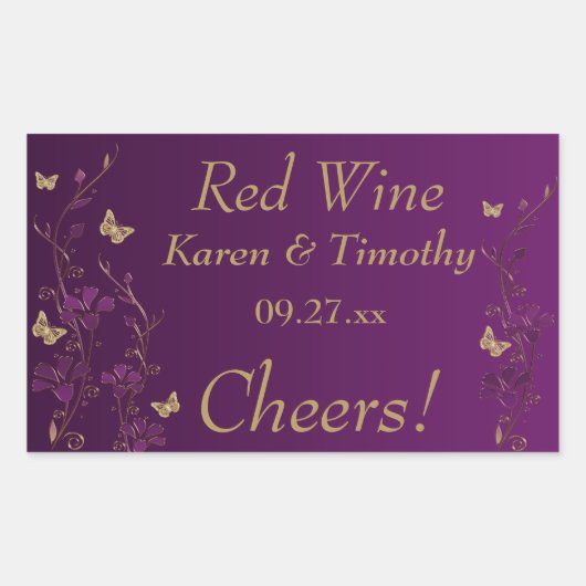 Aufkleber für den lila, goldenen Schmetterlingsflo (Vorderseite)