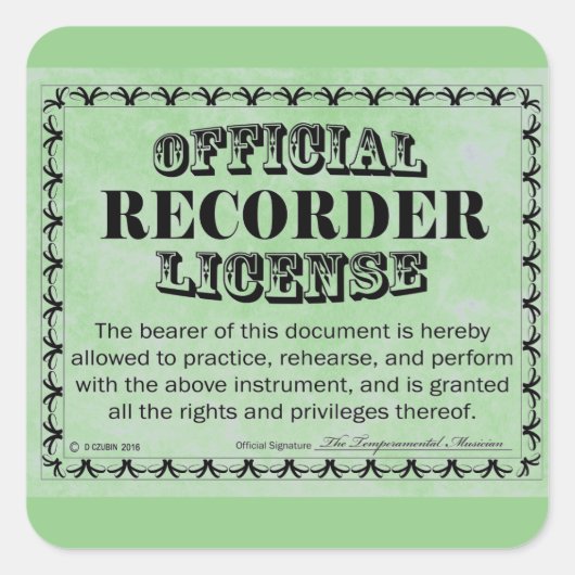 Aufkleber für den Lizenzplatz (Vorderseite)