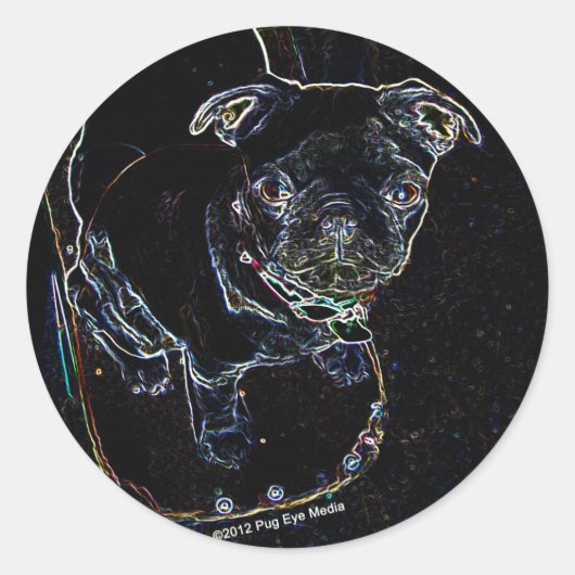 Aufkleber für den Mops der Skateboarding (Vorderseite)