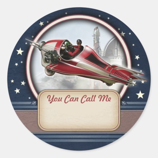 Aufkleber für den Rockenname im Retro-Format (Vorderseite)