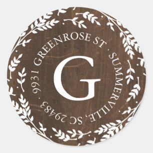 Aufkleber für die Adresse des Rustikal-Wreath-Mono