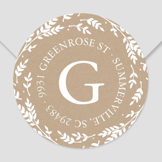 Aufkleber für die Adresse des Rustikal-Wreath-Mono