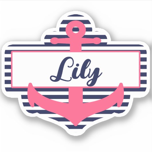 Aufkleber für die Bezeichnung in Rosa und Navy Blu (Vorderseite)