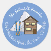 Aufkleber für die blaue Rücksendeadresse aus Holz (Vorderseite)