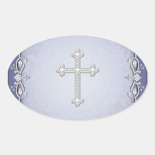 Aufkleber für die Blume der lila Cross Damask-Umsc (Vorderseite)