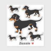 Aufkleber für die Dackel Schwarz und Tan 6 verschi (Blatt)