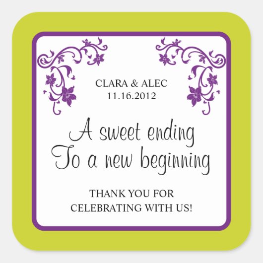 Aufkleber für die Gastgeschenk Hochzeit (Vorderseite)