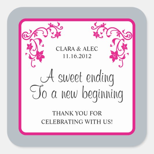 Aufkleber für die Gastgeschenk Hochzeit (Vorderseite)