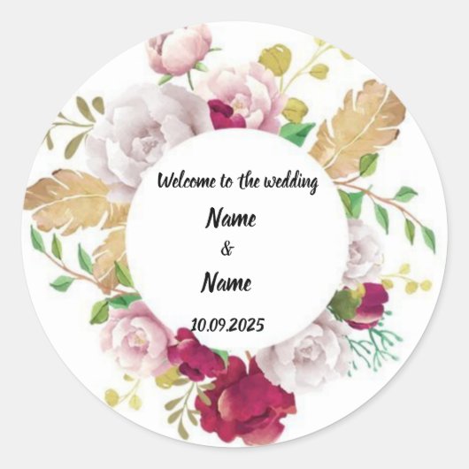 Aufkleber für die Gastgeschenk Hochzeit (Vorderseite)