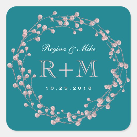 Aufkleber für die Gastgeschenk Hochzeit aquamarin- (Vorderseite)