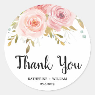 Aufkleber für die Gastgeschenk Hochzeit Blush Pink