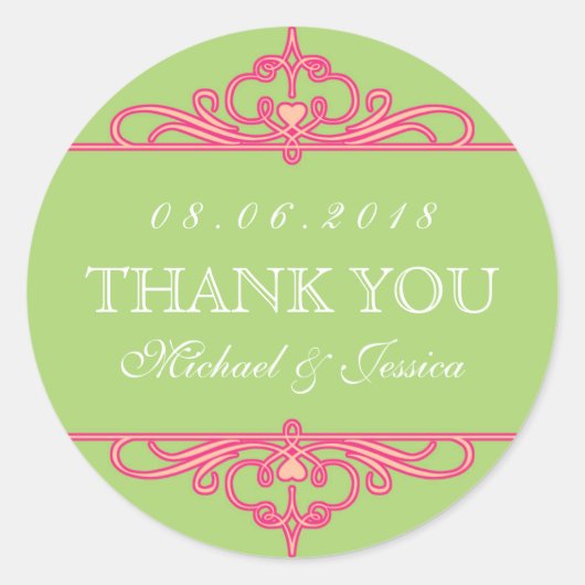 Aufkleber für die Gastgeschenk Hochzeit, grün, Vin (Vorderseite)