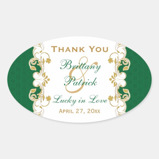 Aufkleber für die Gastgeschenk Hochzeit Grün, Weiß (Vorderseite)